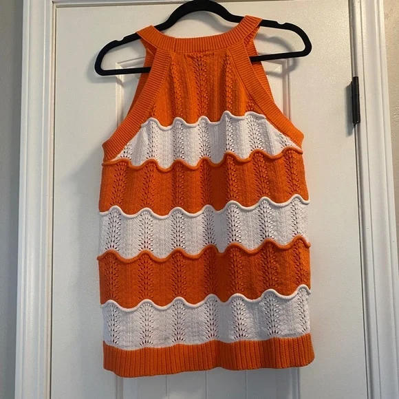 Tommy Hilfiger Sleeveless sweater orange and white womens Size XL - Picture 2 of 4